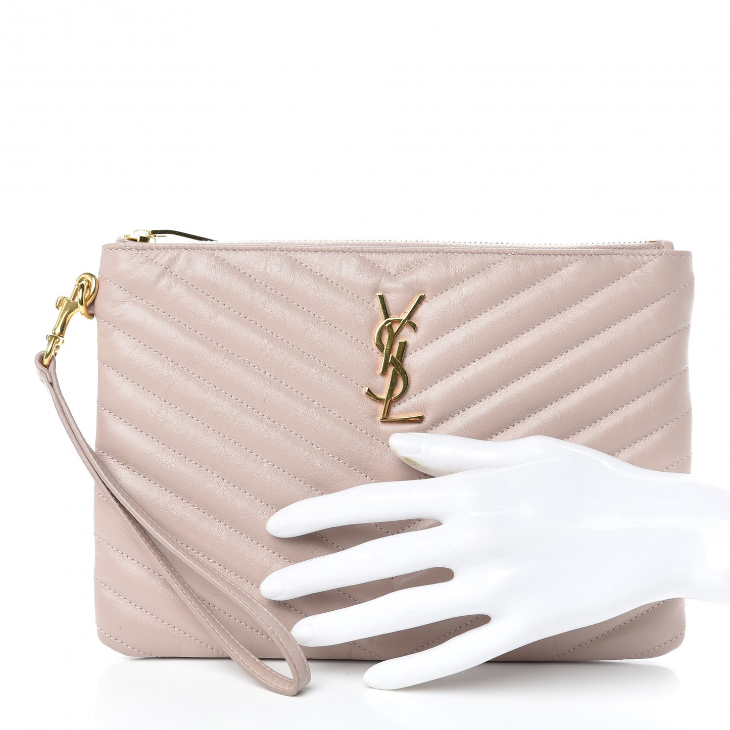 Calfskin Matelasse Chevron Monogram A5 Wristlet Rose Poudre