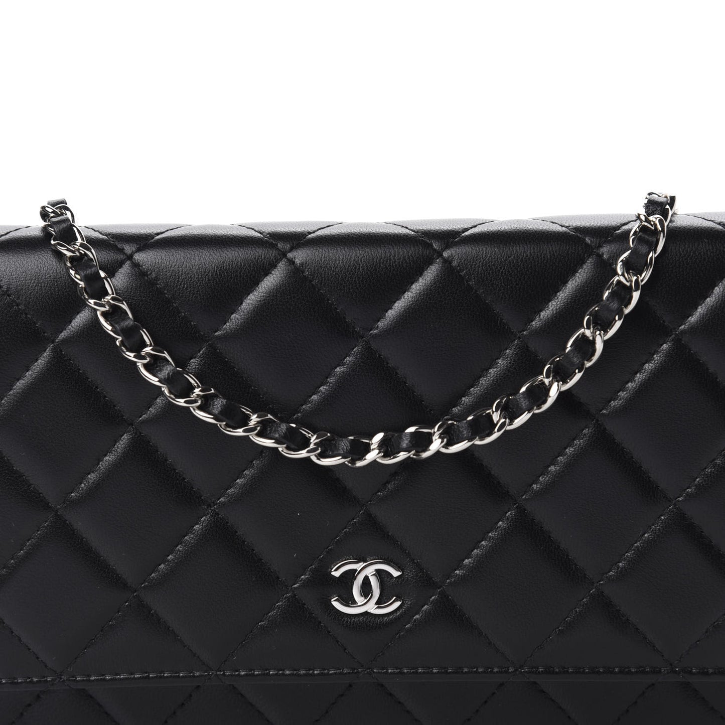 Lambskin Quilted Wallet On Chain WOC Black