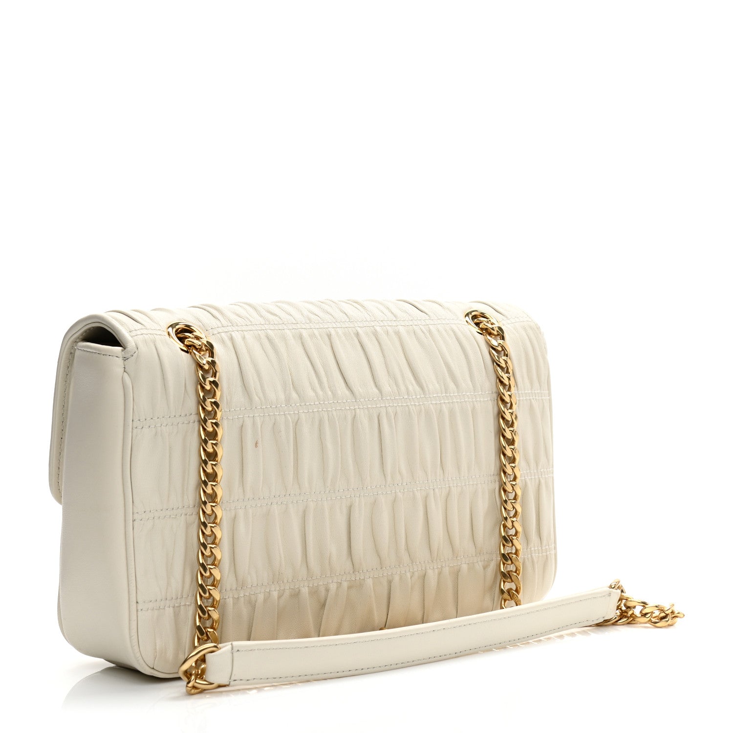 Prada Nappa Gaufre Medium Chain Flap Shoulder Bag White 3 of 11