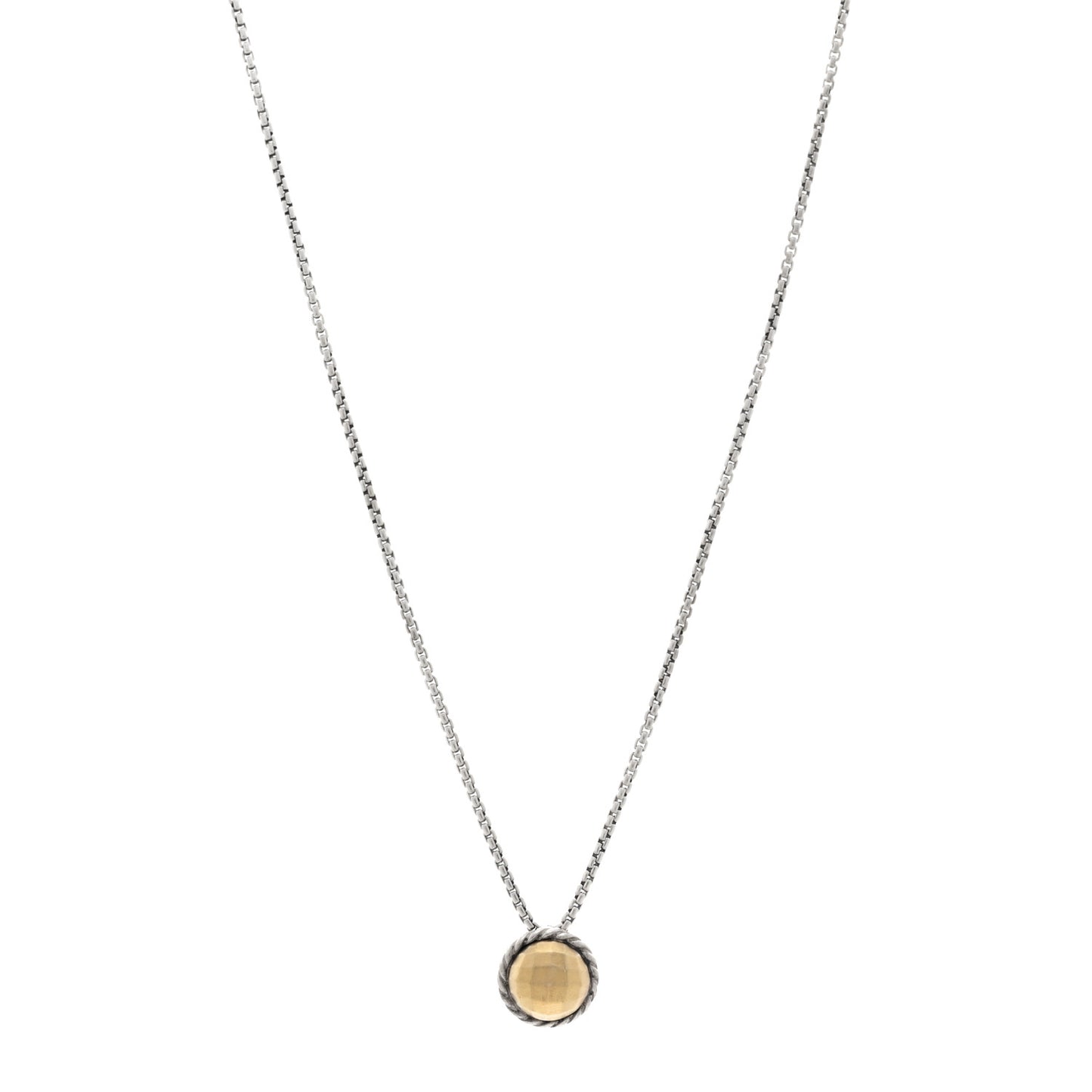 Sterling Silver 18K Yellow Gold 8mm Petite Chatelaine Pendant Necklace