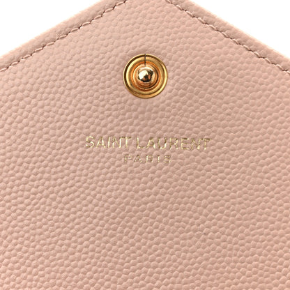 Saint Laurent Grain De Poudre Matelasse Chevron Monogram Chain Wallet Pale Pink 6 of 11