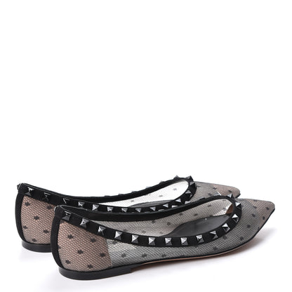 Valentino Garavani Mesh Point d'Esprit Rockstud Ballerina Flats 39.5 Black 4 of 9
