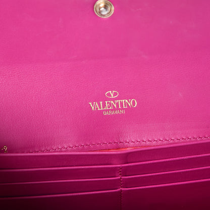 Valentino Garavani Calfskin Rockstud Wristlet Travel Wallet Fuxia 6 of 12