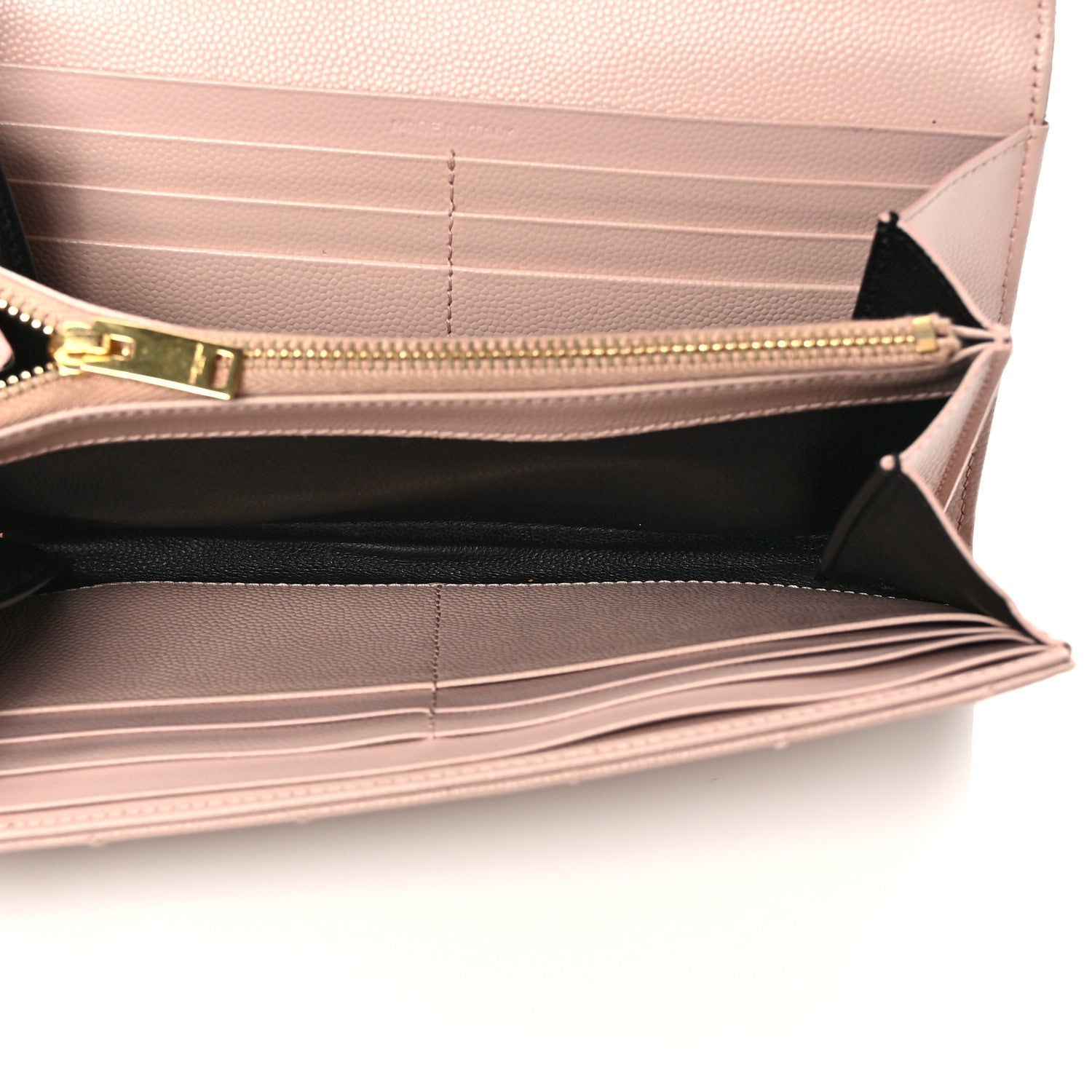 Saint Laurent Grain De Poudre Matelasse Chevron Monogram Flap Wallet Pale Pink 5 of 7