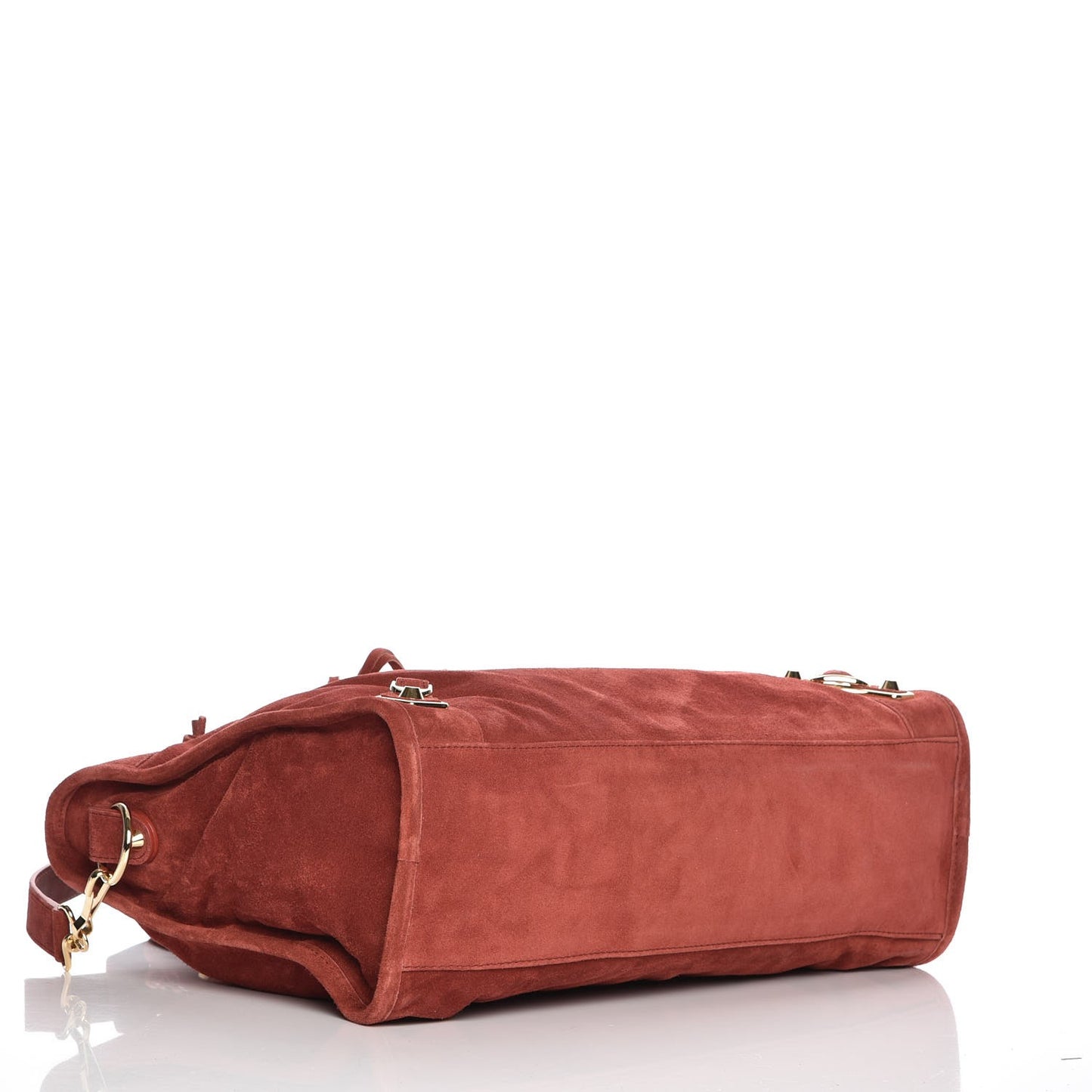 Baby Daim Suede Gold Metallic Edge Hardware City Bois De Rose Fonce