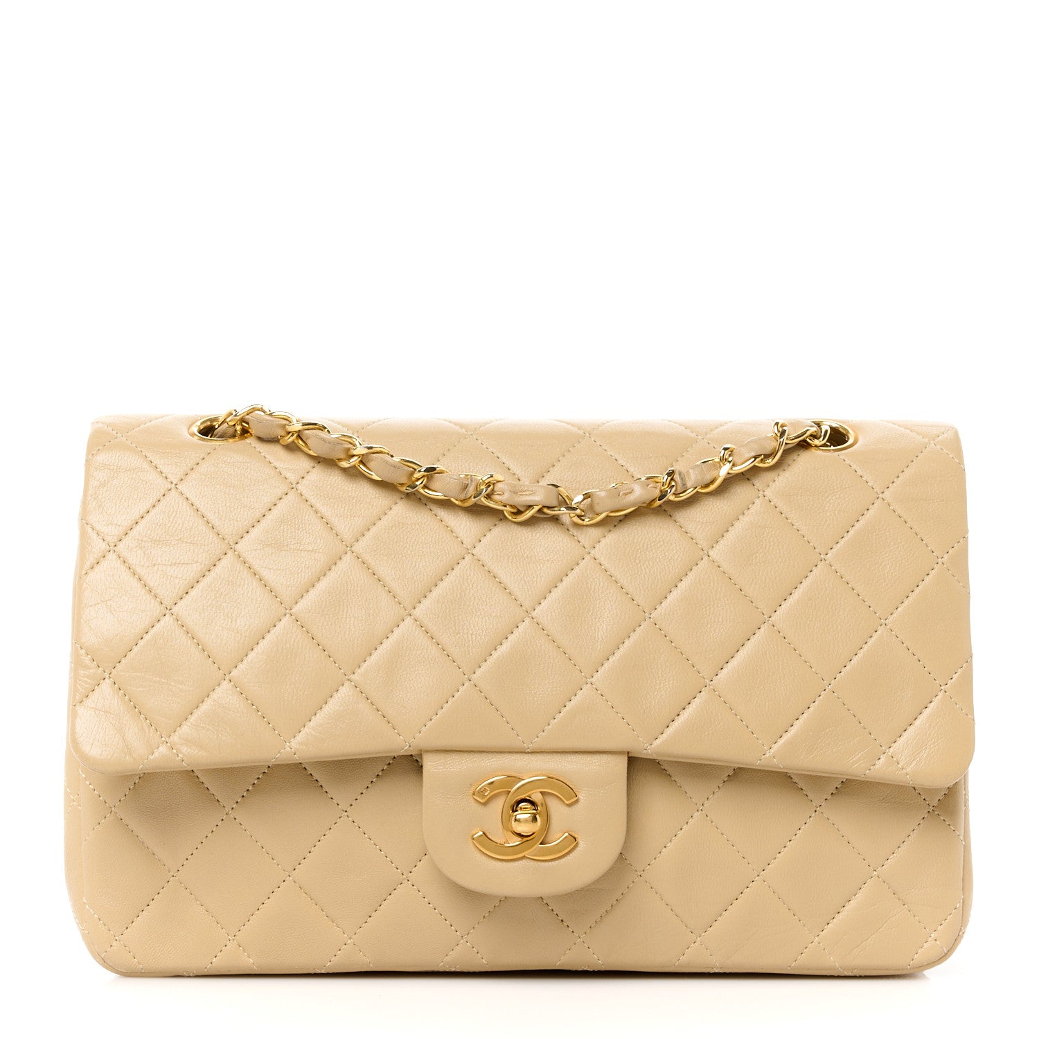 Chanel Lambskin Quilted Medium Double Flap Beige 1 of 12