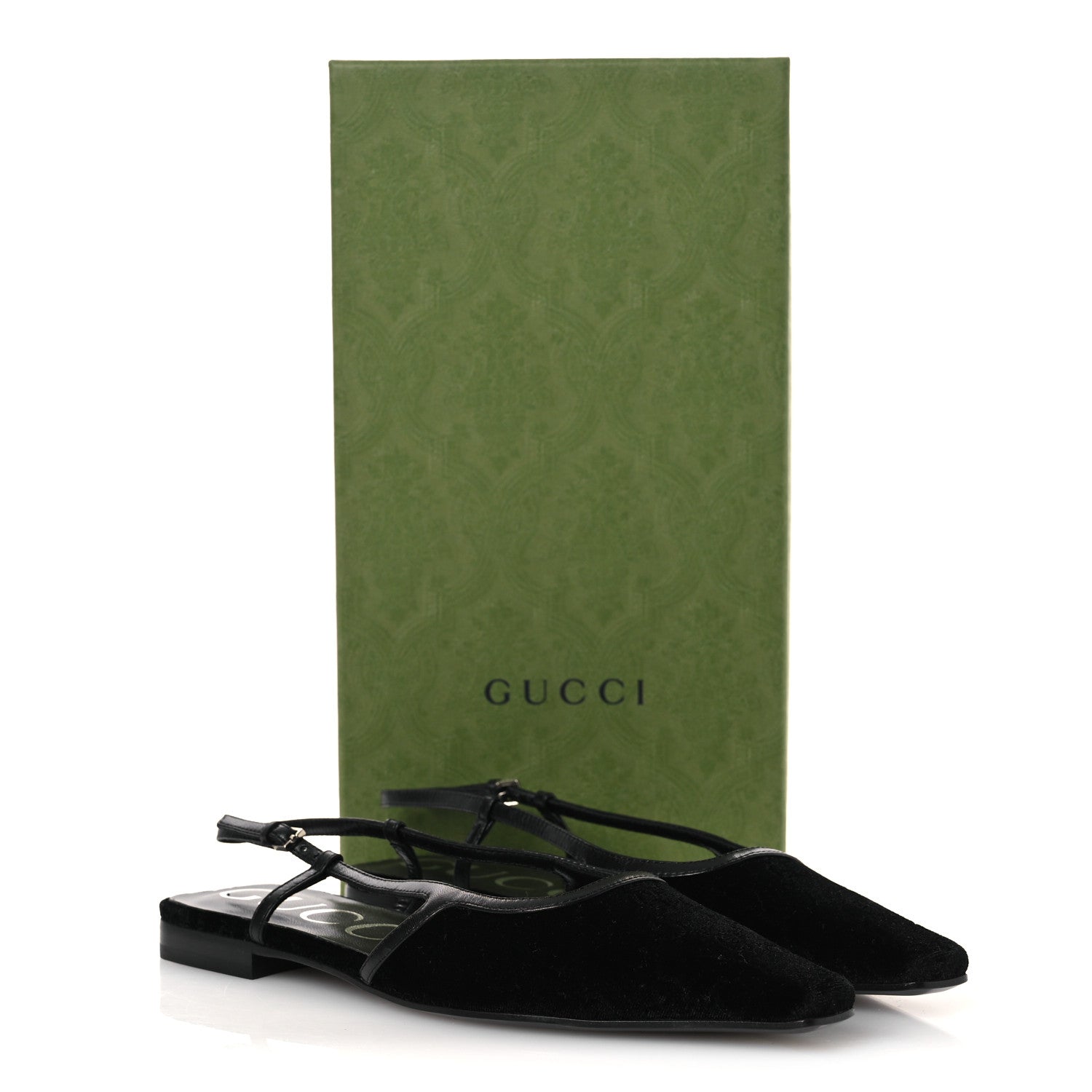 Gucci New Velvet Ashmir GG Monogram Malaga Kid Slingback Ballet Flats 37 Black 10 of 10