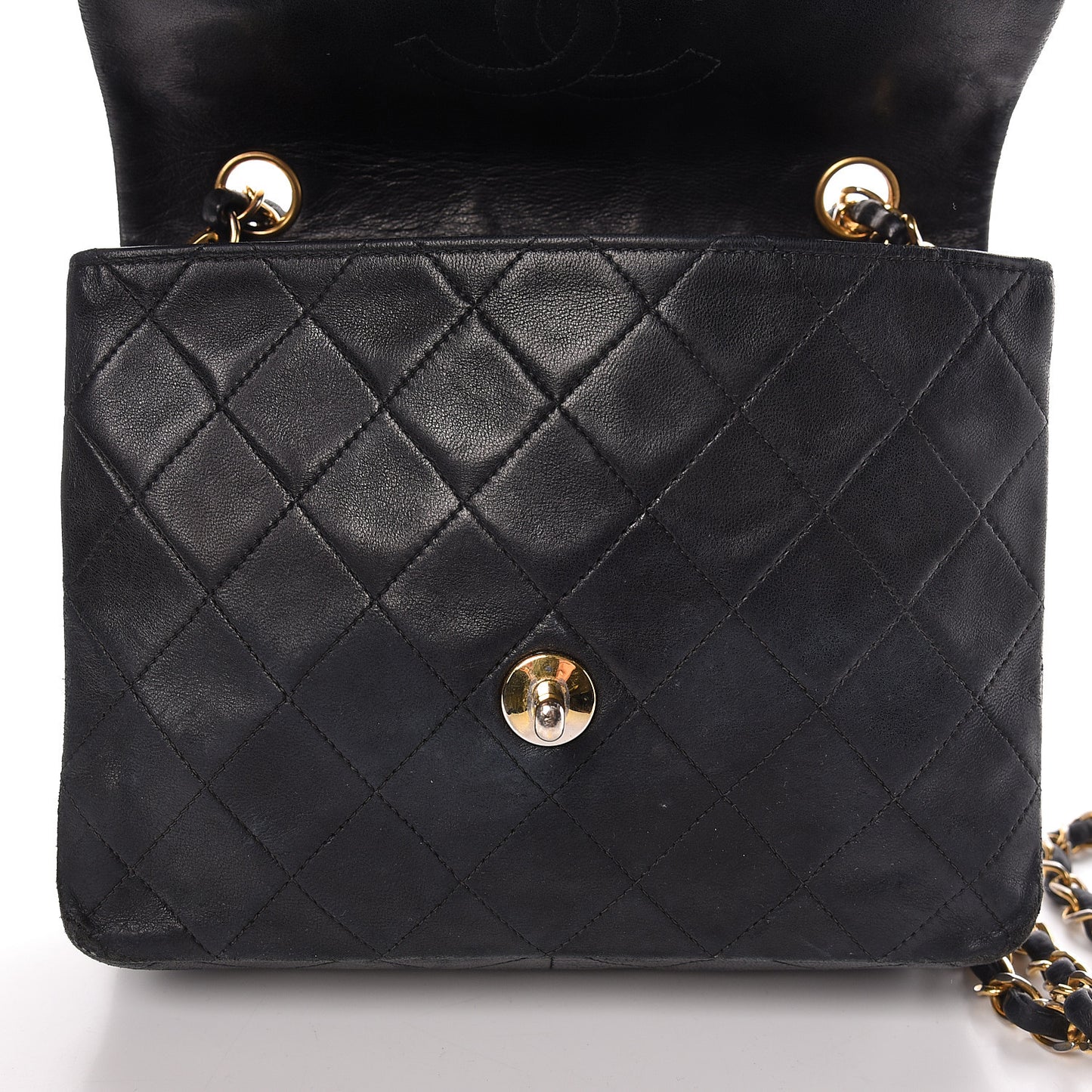 Lambskin Quilted Mini Square Flap Black