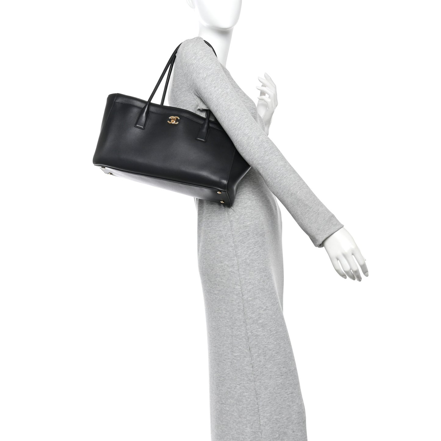 Calfskin Archetype Small Shopping Tote Black