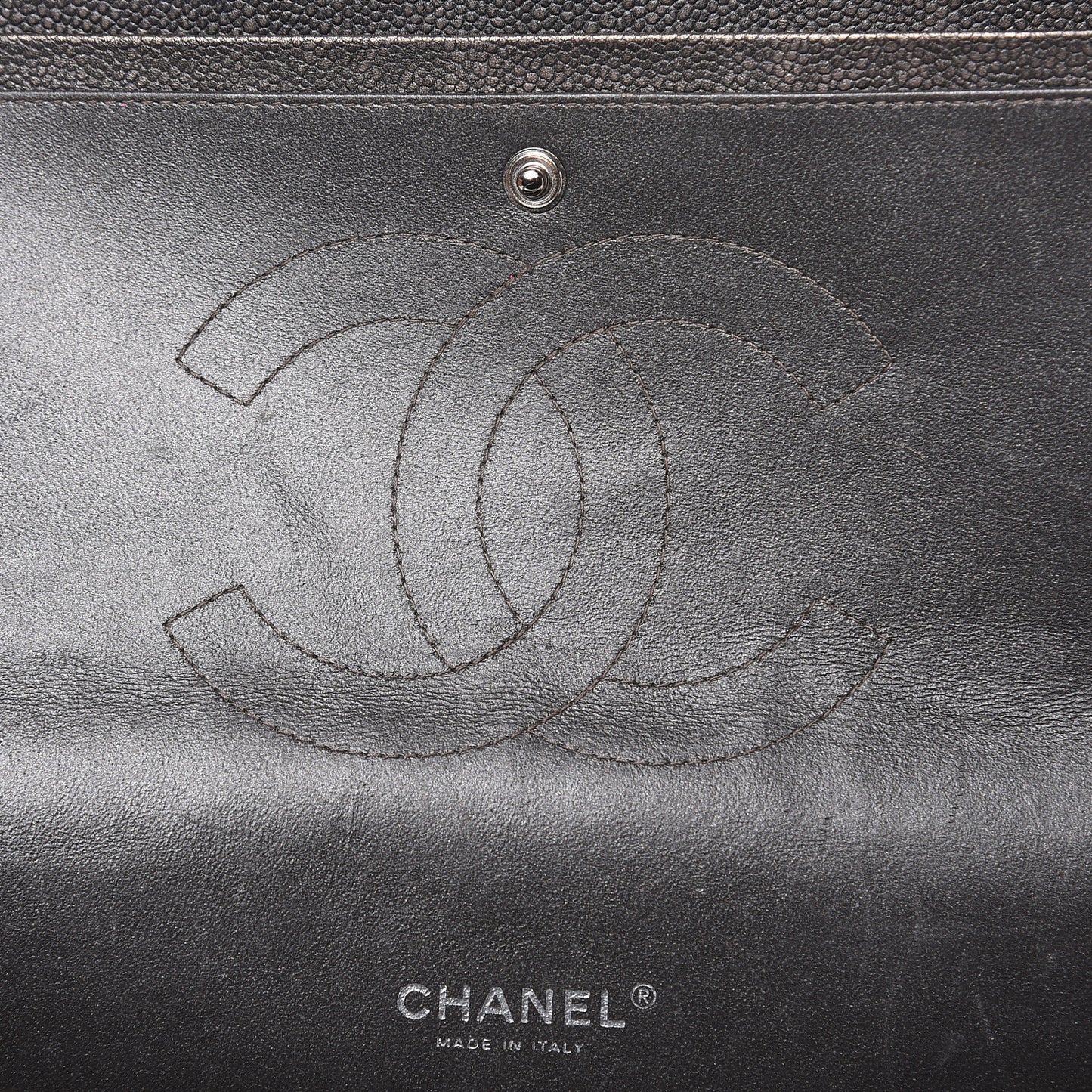 Metallic Caviar Quilted Maxi Double Flap Charcoal