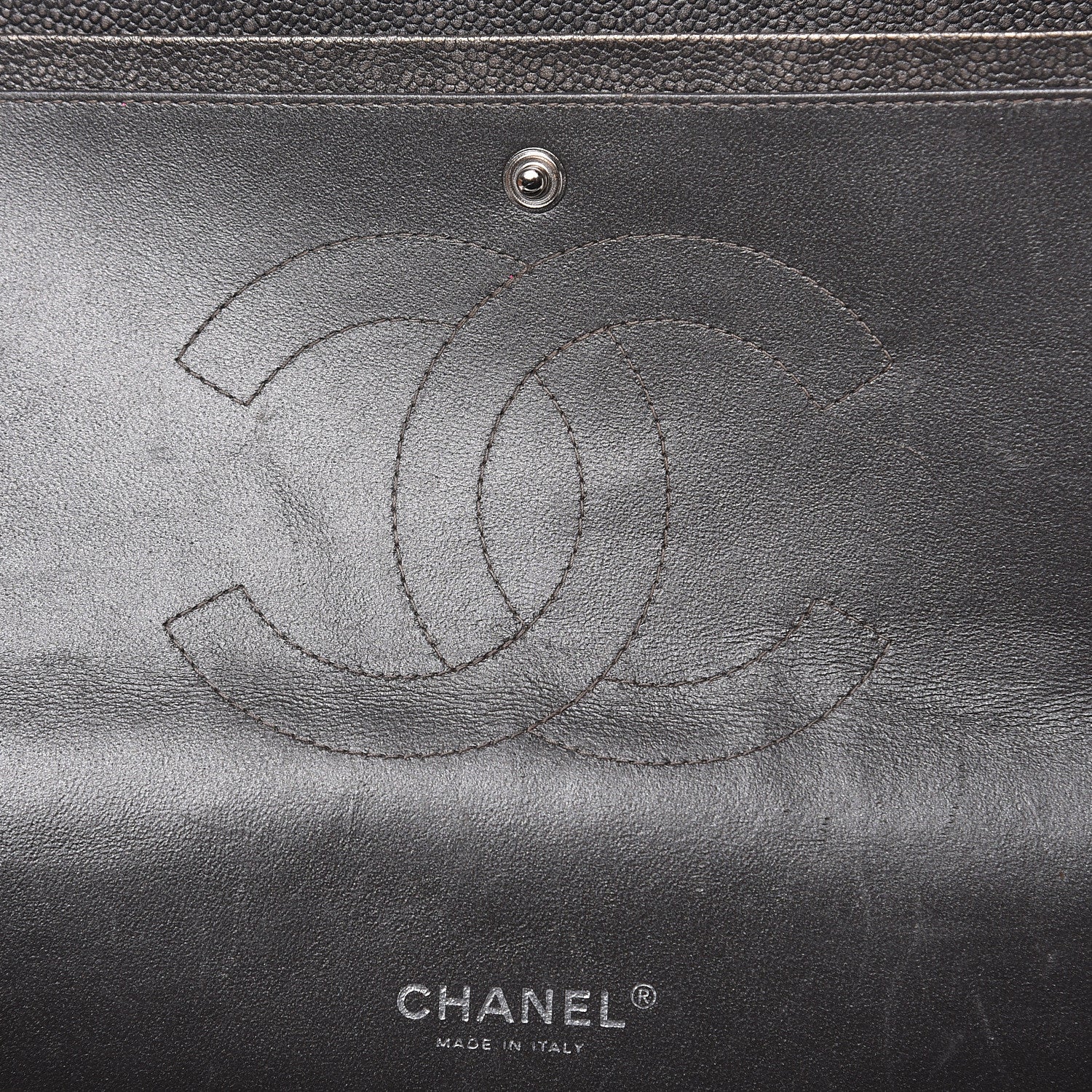 Chanel Metallic Caviar Quilted Maxi Double Flap Charcoal 14 of 17