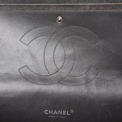 Chanel Metallic Caviar Quilted Maxi Double Flap Charcoal 14 of 17