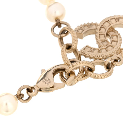 Chanel Graduated Pearl Crystal CC Bracelet Gold 4 of 4