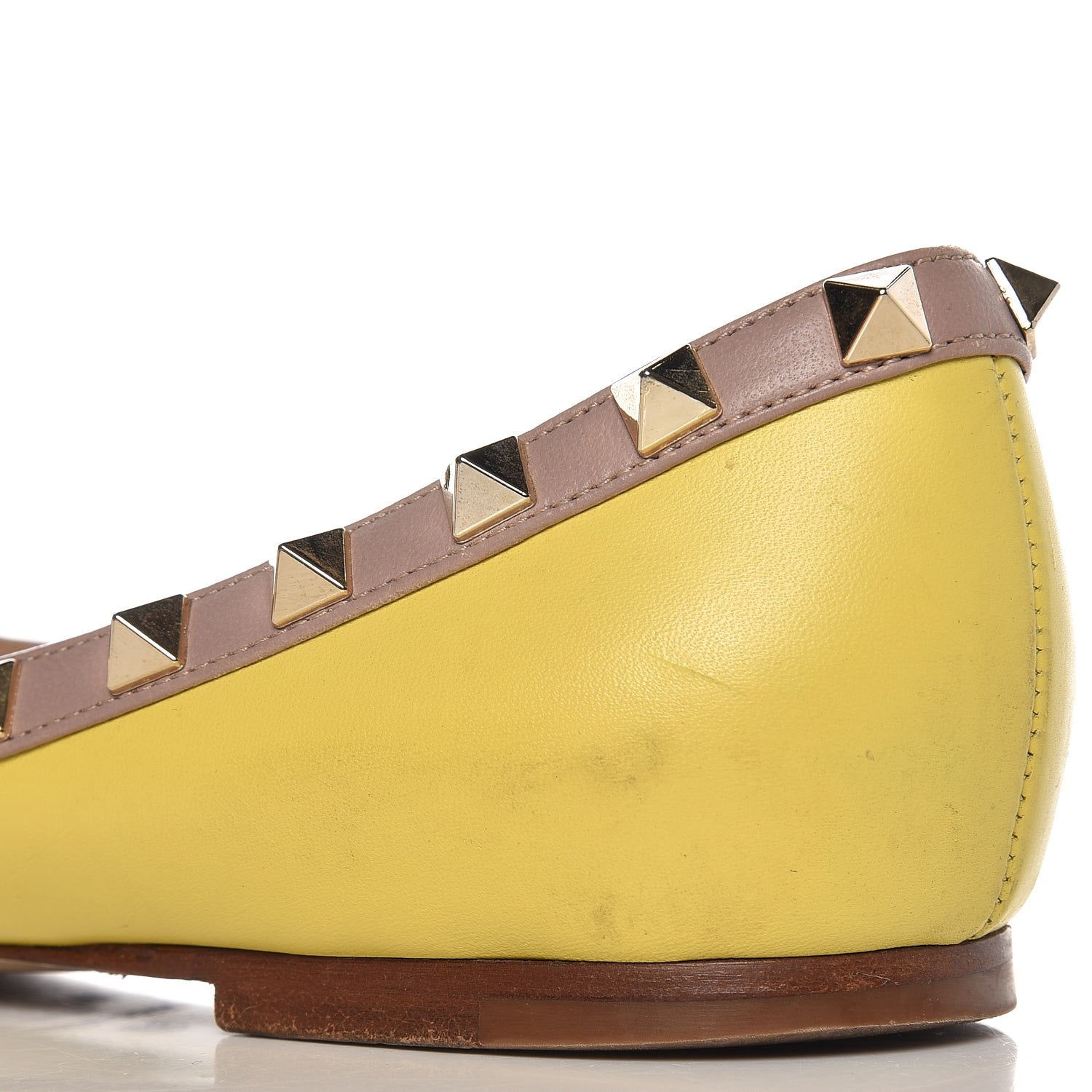 Valentino Garavani Nappa Rockstud Ballerina Flats 37 Naples Yellow Poudre 9 of 12