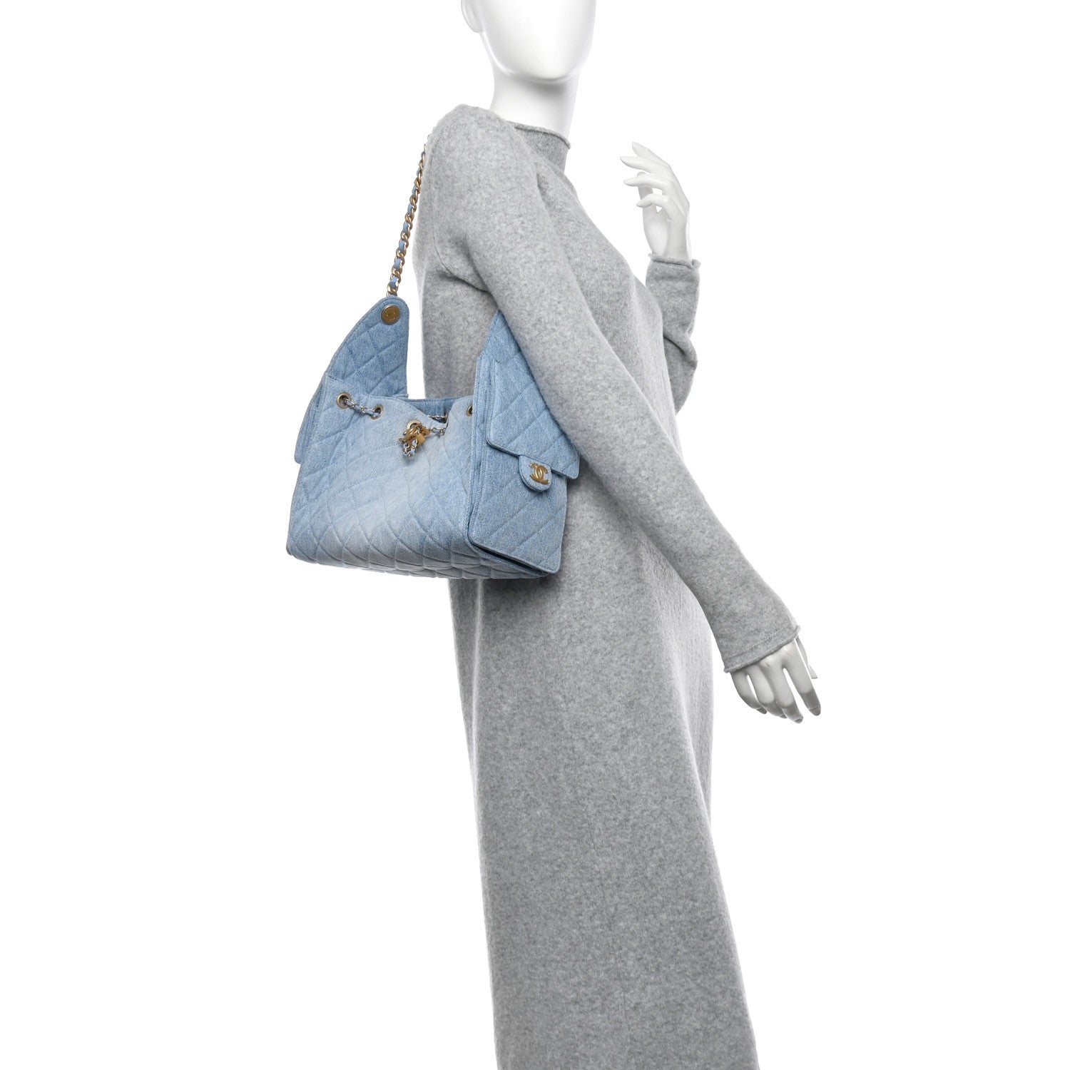 Chanel Washed Denim Quilted Small Chanel 25 Handbag Blue 2 of 11