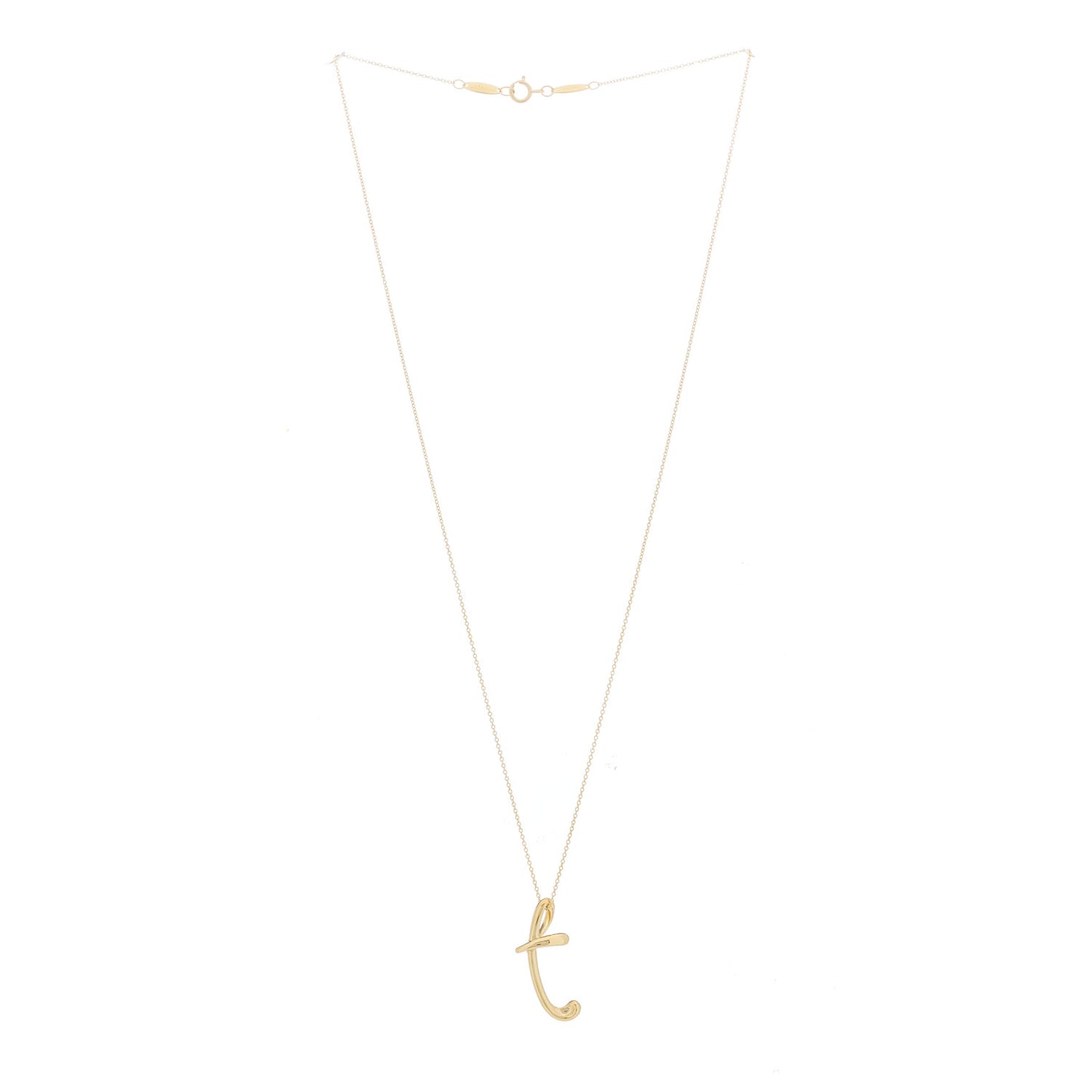 18K Yellow Gold Elsa Peretti Letter T Pendant Necklace