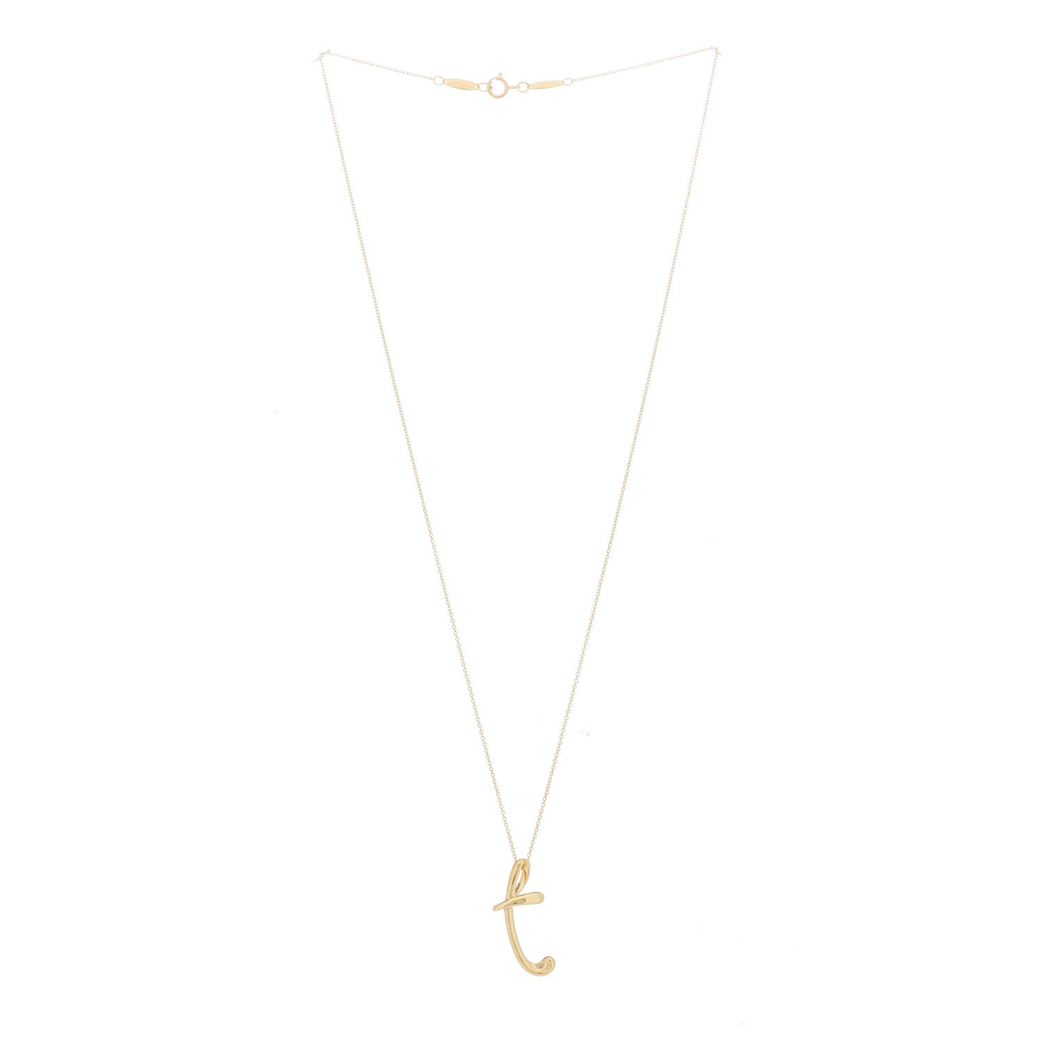 Tiffany 18K Yellow Gold Elsa Peretti Letter T Pendant Necklace 2 of 4