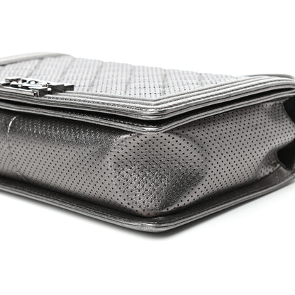 Chanel Metallic Lambskin Perforated New Medium Boy Flap Dark Silver 9 of 9