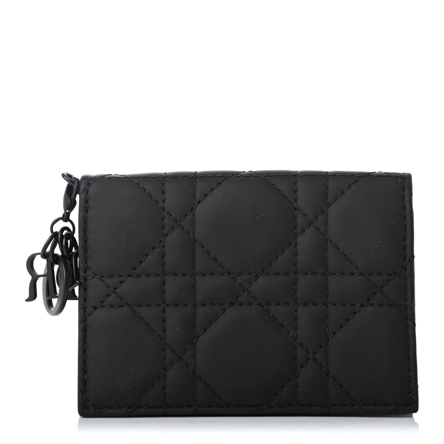 Ultra Matte Calfskin Small Lady Dior Flap Card Holder Black