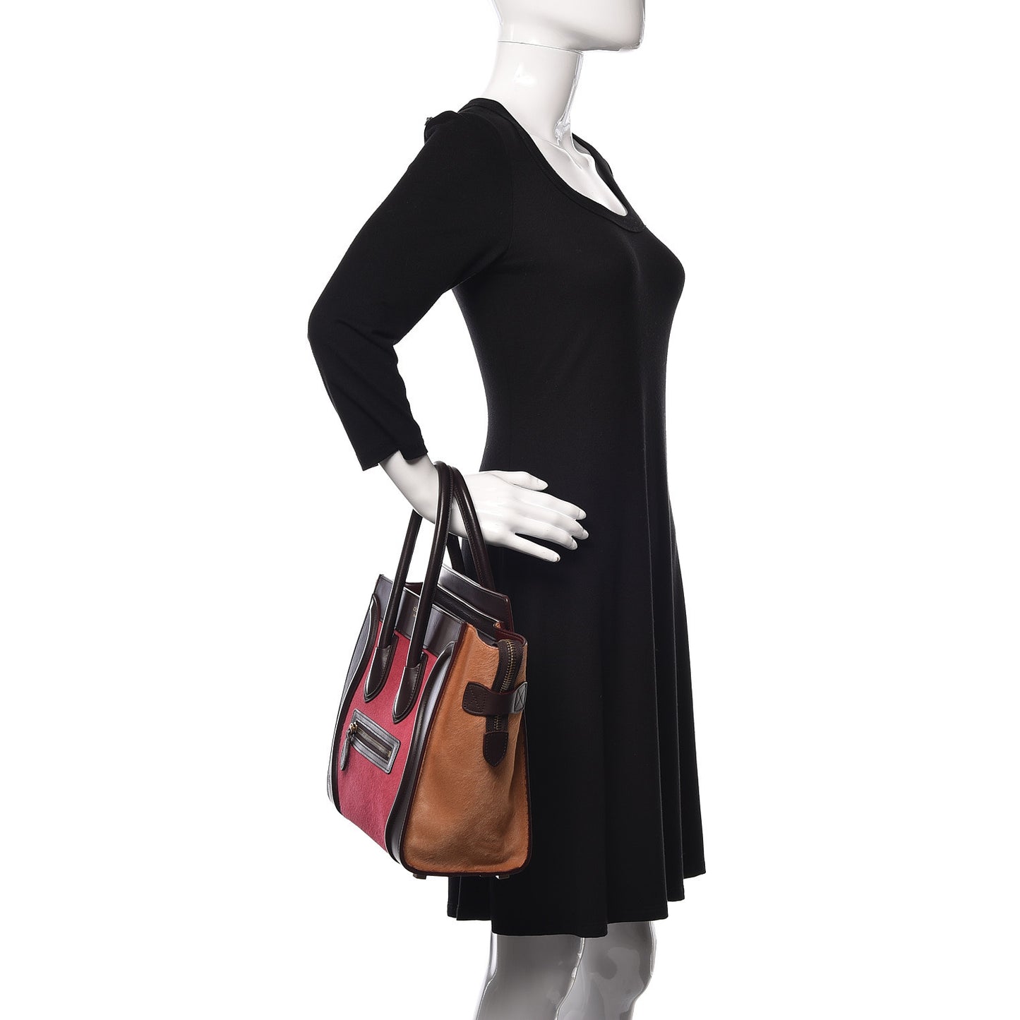 Pony Hair Smooth Calfskin Micro Tri-Color Luggage Pink