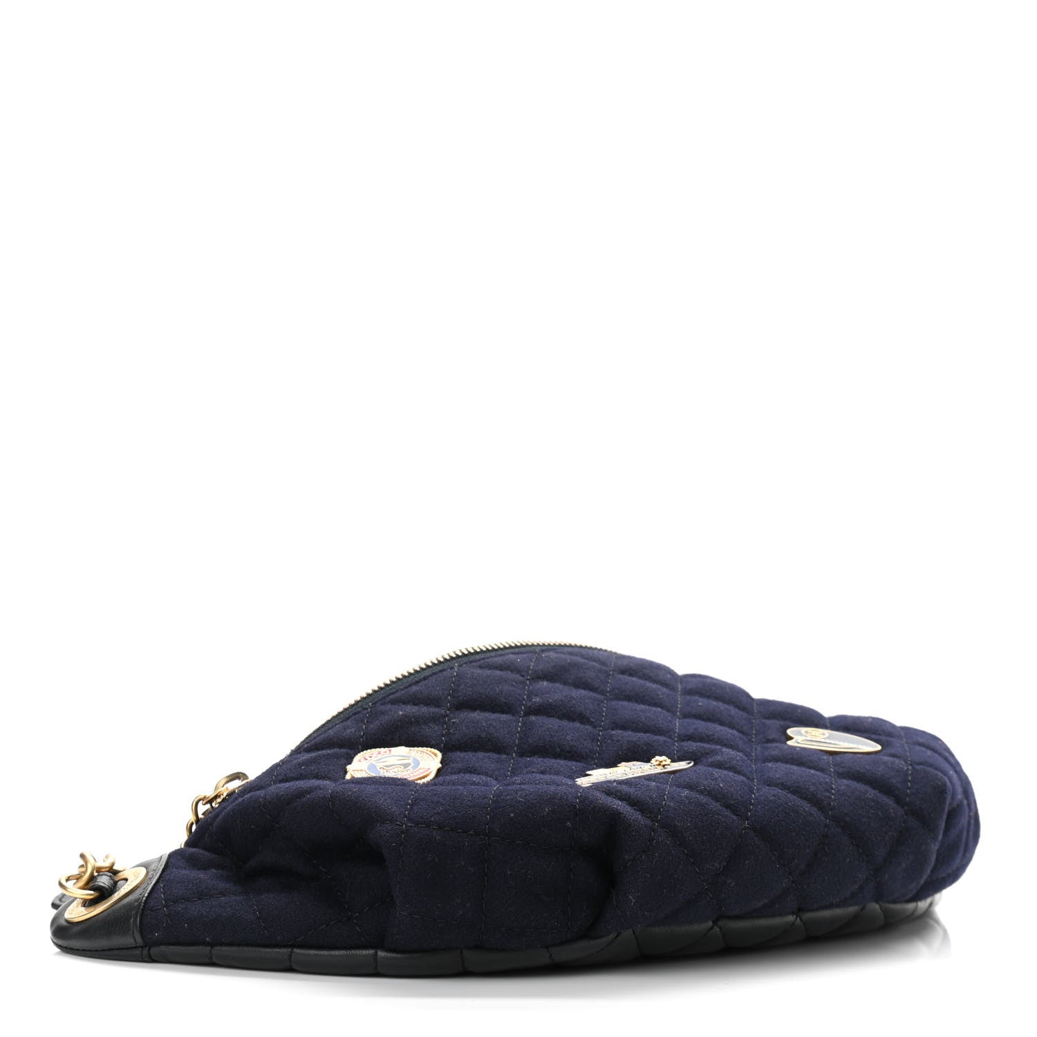 Chanel Wool Lambskin Quilted Paris Hamburg Charms Waist Bag Dark Navy 3 of 10