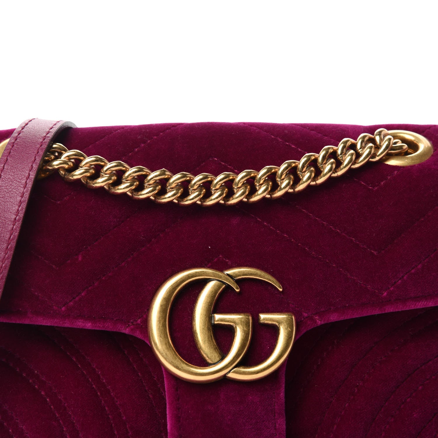 Gucci Velvet Matelasse Mini GG Marmont Shoulder Bag Fuchsia Violet Cyclamen 11 of 11