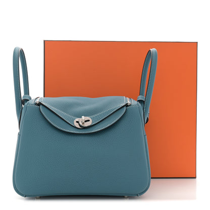 Hermes Taurillon Clemence Lindy 26 New Bleu Jean 11 of 11