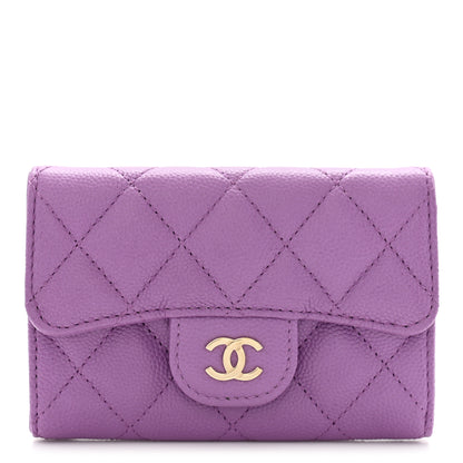 Chanel Caviar Quilted Flap Card Holder Wallet Purple 1 of 9