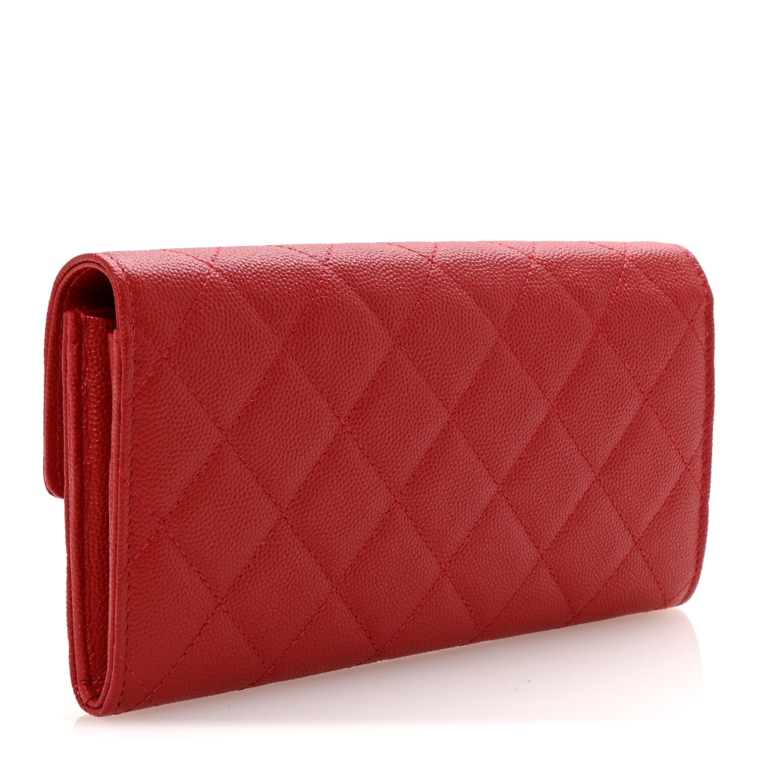 Chanel Caviar Quilted Large Golden Class Gusset Flap Wallet Red 3 of 9