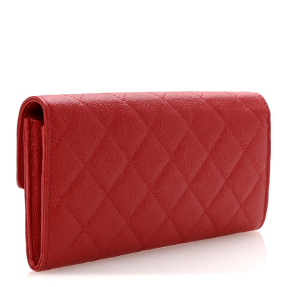 Chanel Caviar Quilted Large Golden Class Gusset Flap Wallet Red 3 of 9