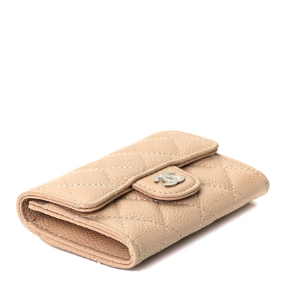 Chanel Caviar Quilted Flap Card Holder Wallet Beige 4 of 9
