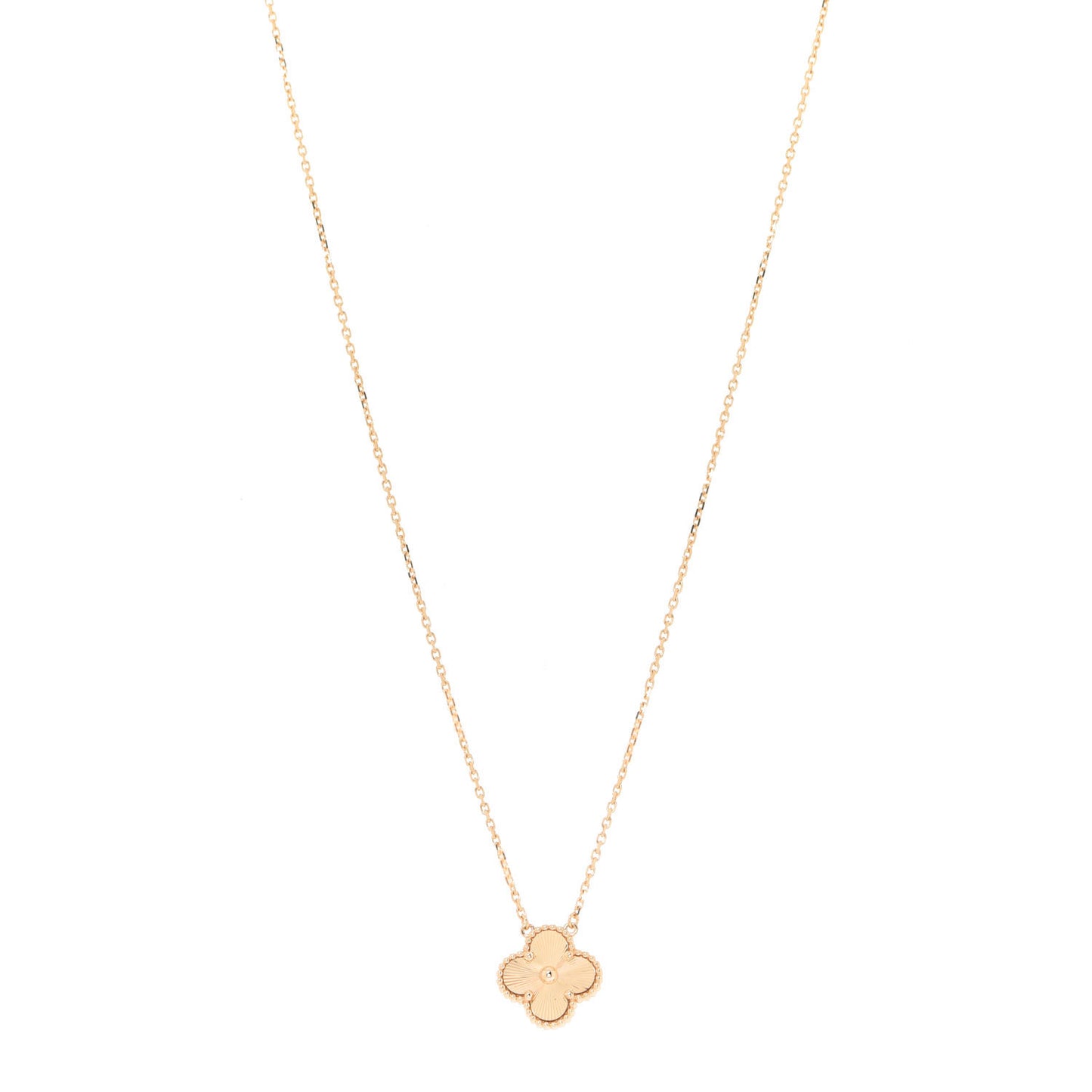 18K Yellow Gold Guilloche Vintage Alhambra Pendant Necklace