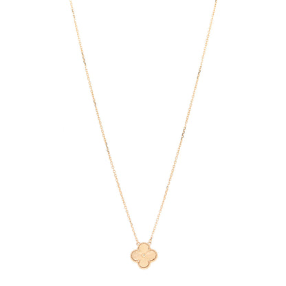 Van Cleef & Arpels 18K Yellow Gold Guilloche Vintage Alhambra Pendant Necklace 1 of 6
