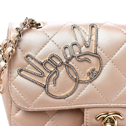 Chanel Metallic Lambskin Quilted Extra Mini V For Victory Flap Light Gold 8 of 13