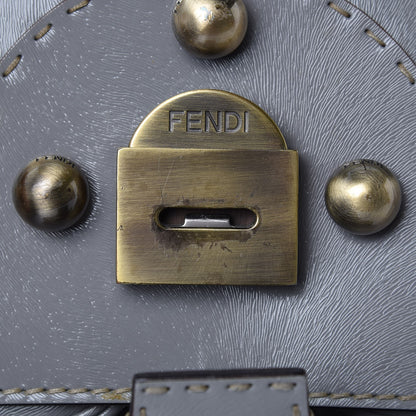 Fendi Glazed Calfskin Secret Code Satchel Grey 6 of 9