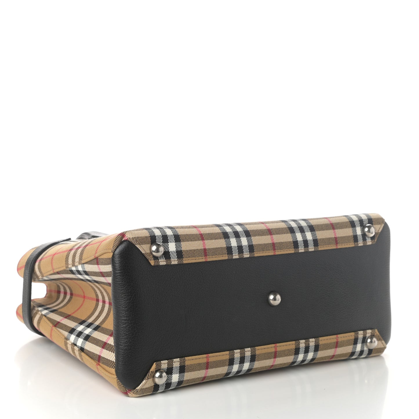 Goatskin Vintage Check Medium Banner Tote Black