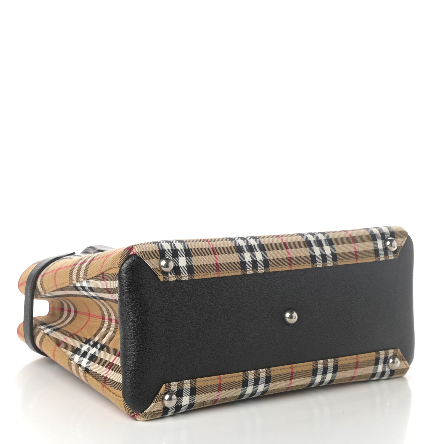 Burberry Goatskin Vintage Check Medium Banner Tote Black 4 of 10