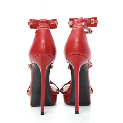 Saint Laurent Lambskin Janis Platform Sandals 35.5 Red 7 of 10