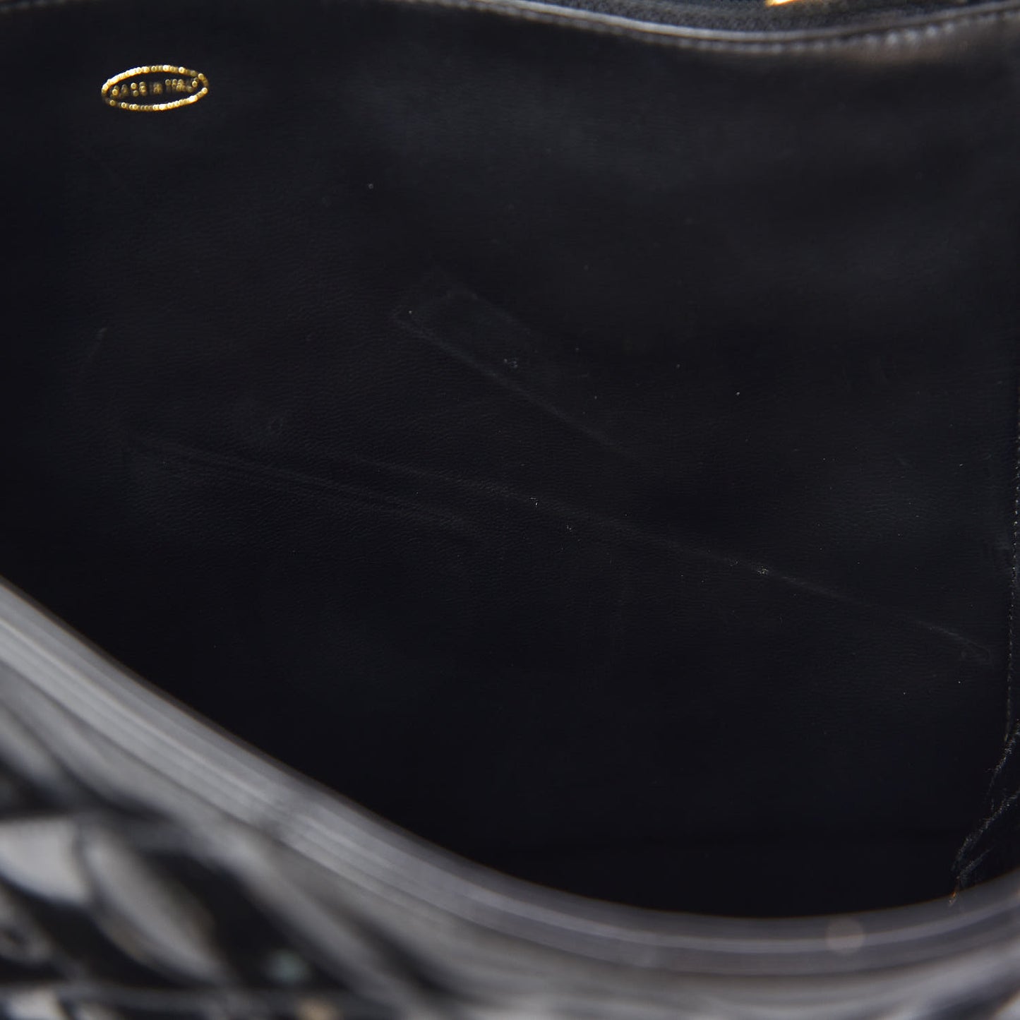 Patent Quilted Shoulder Bag Black