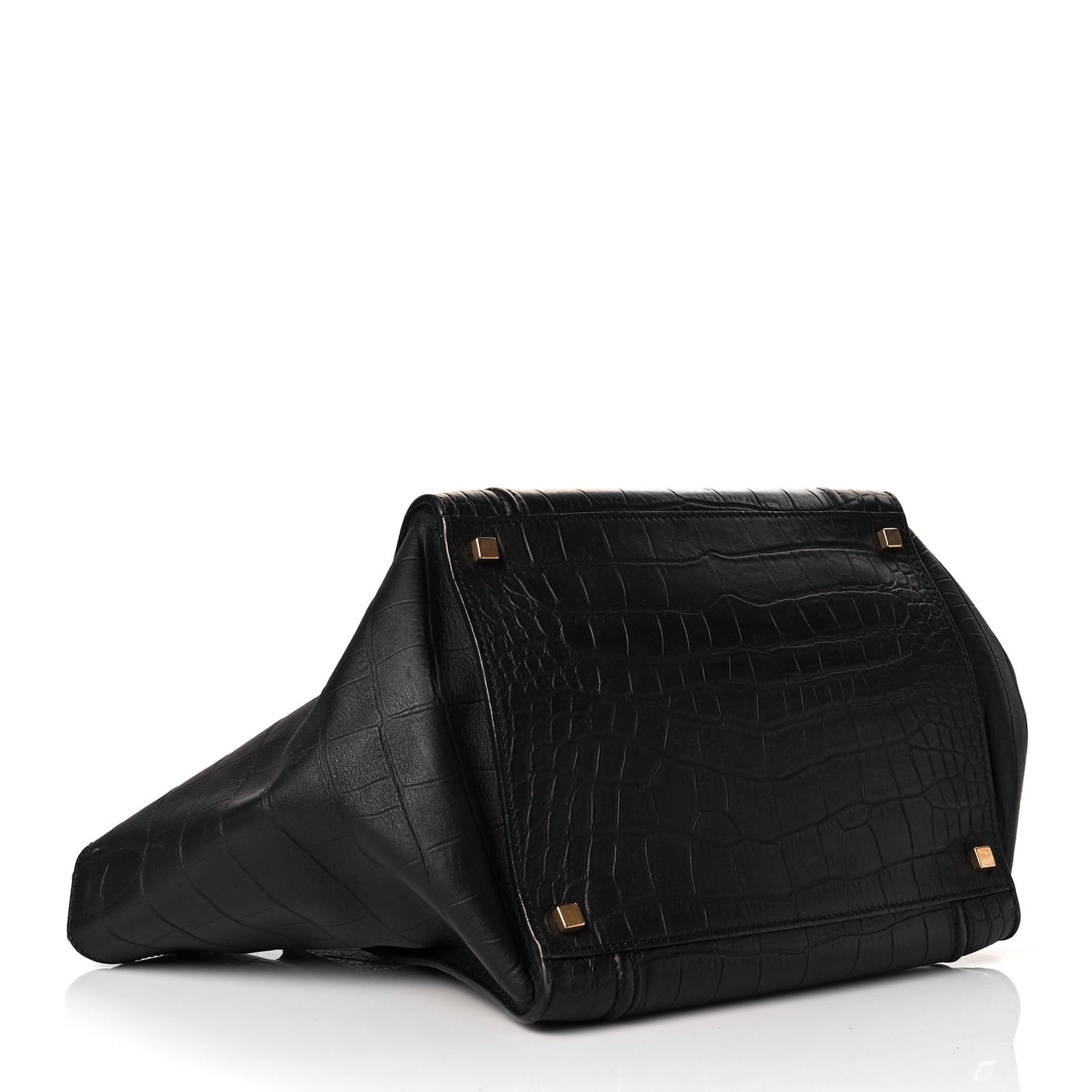Calfskin Crocodile Embossed Medium Phantom Luggage Black