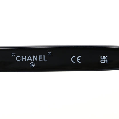 Chanel Acetate Metal Calfskin Chain Rectangle Sunglasses 71627A Black 6 of 8
