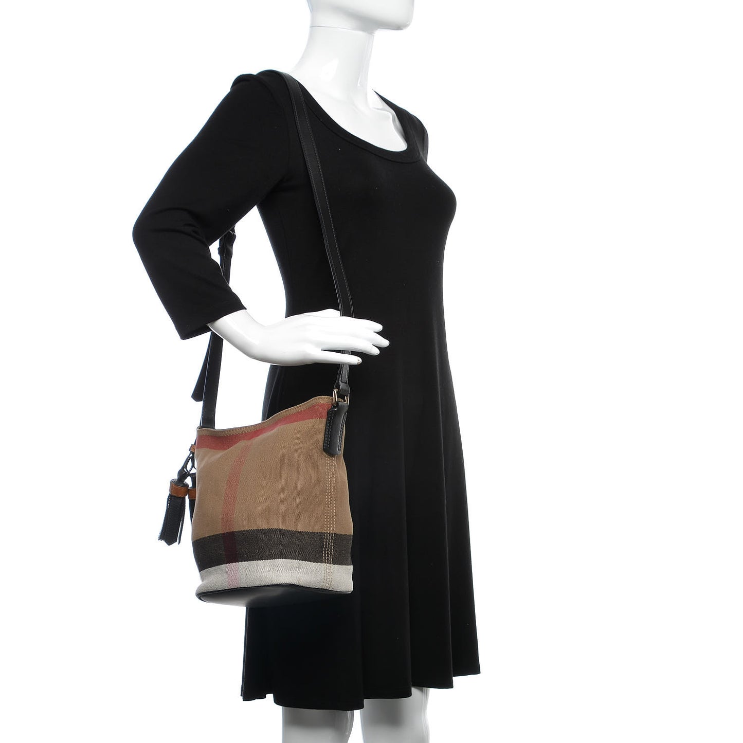 Canvas Mega Check Mini Ashby Tassel Crossbody Black