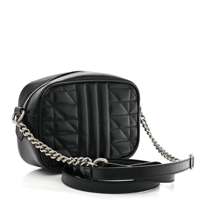 Gucci Calfskin Matelasse Aria Mini GG Marmont Chain Shoulder Bag Black 3 of 10