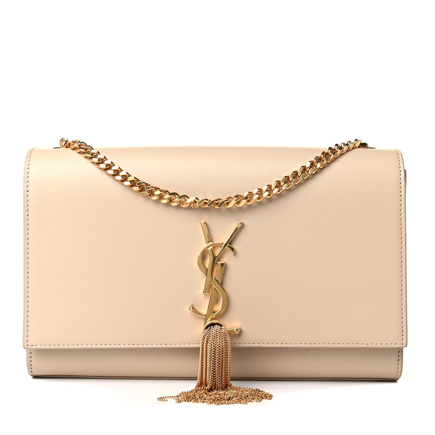 Smooth Calfskin Medium Classic Monogram Kate Tassel Satchel Sea Salt