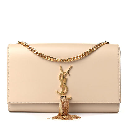 Saint Laurent Smooth Calfskin Medium Classic Monogram Kate Tassel Satchel Sea Salt 1 of 7
