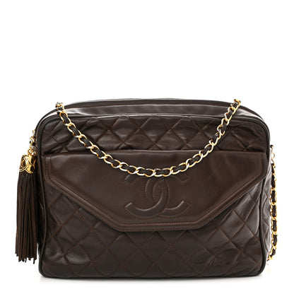 Chanel Lambskin Quilted Tassel Camera Case Brown 1 of 9