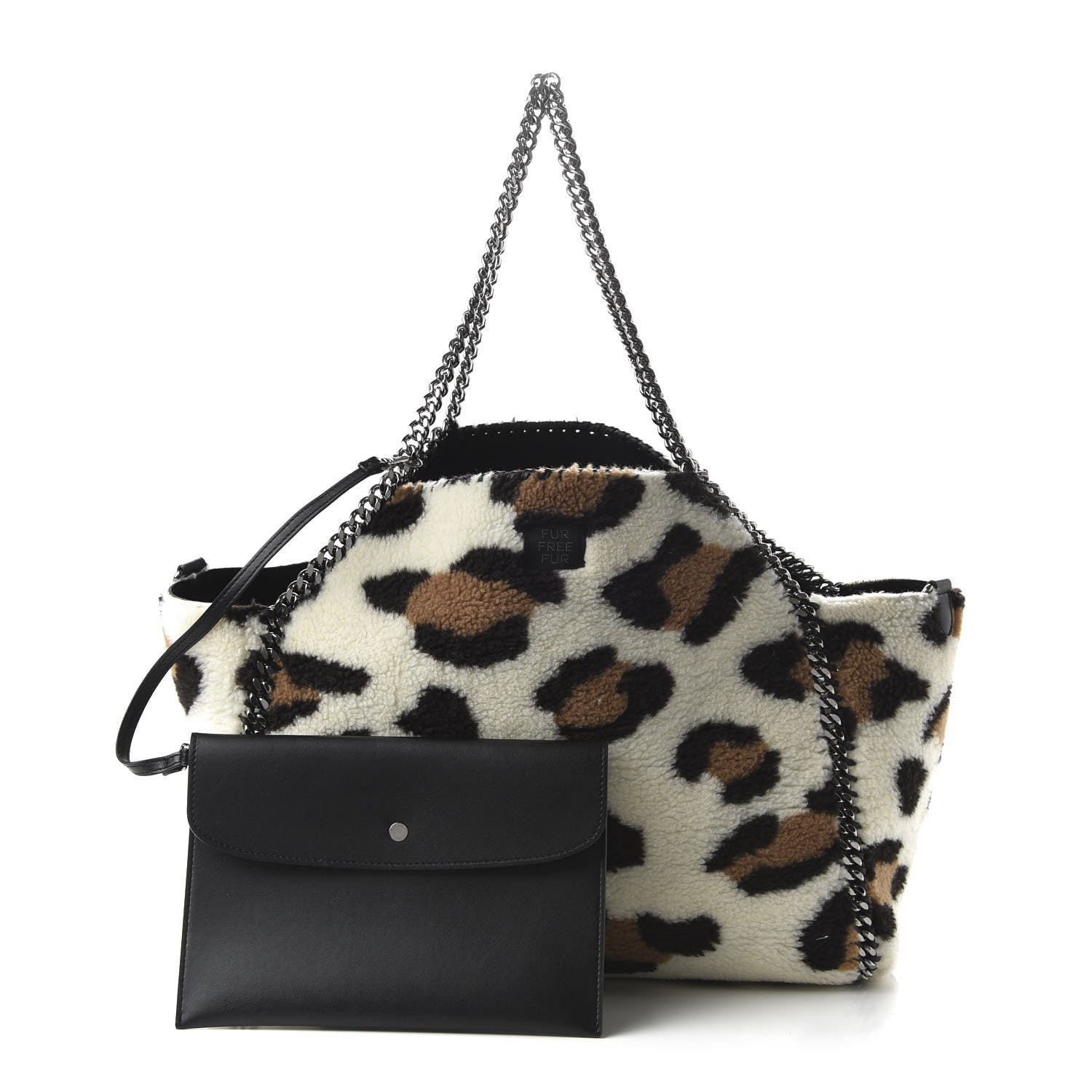 Stella McCartney Eco Alter Nappa Shearling Leopard Print Falabella Reversible Tote Black 1 of 16