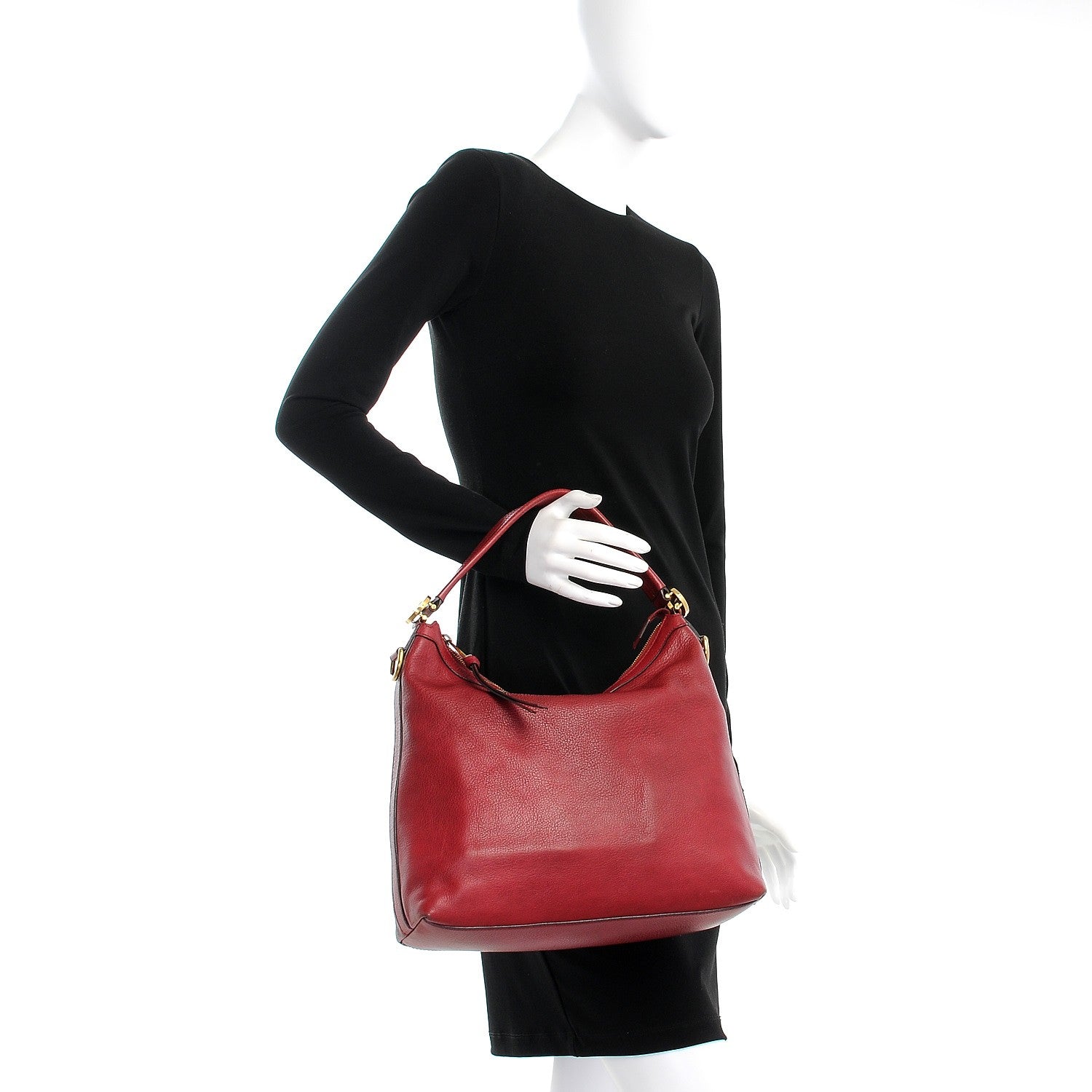 Gucci Pebbled Calfskin Small Miss GG Hobo Red 3 of 12