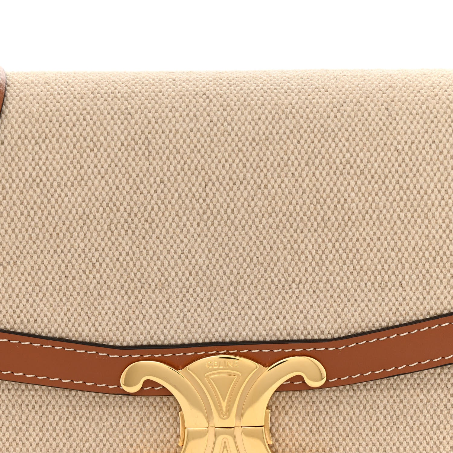 Celine Canvas Calfskin Triomphe Medium Triomphe Bag Natural Tan 9 of 13