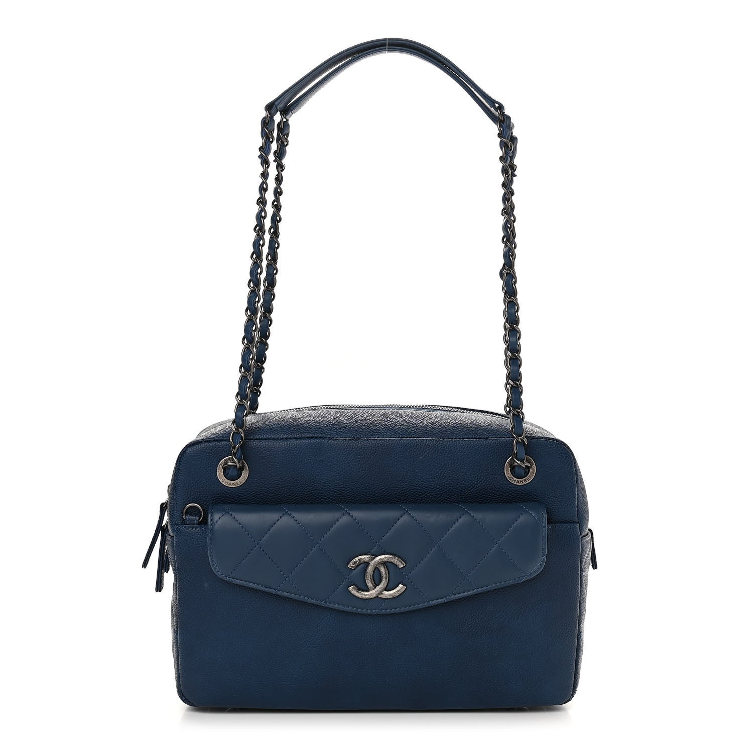 Chanel Caviar Lambskin Quilted Coco Break Camera Case Navy Blue 2 of 13